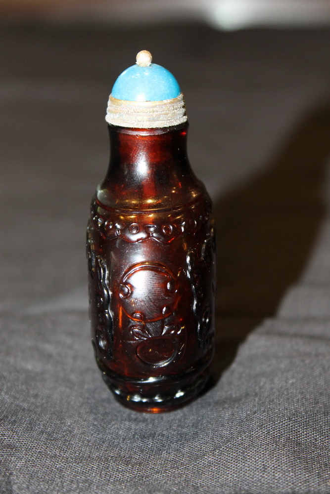 Chinese Antique Snuff Bottle Brown glass Real Rare Antiques