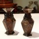 Antique chinese Set of Twin vases from tortoise shell Dragon