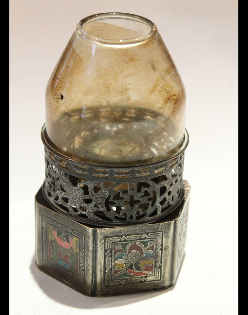 Antique Chinese Cloisonne opium Oil Lamp Marked Real Rare Antiques